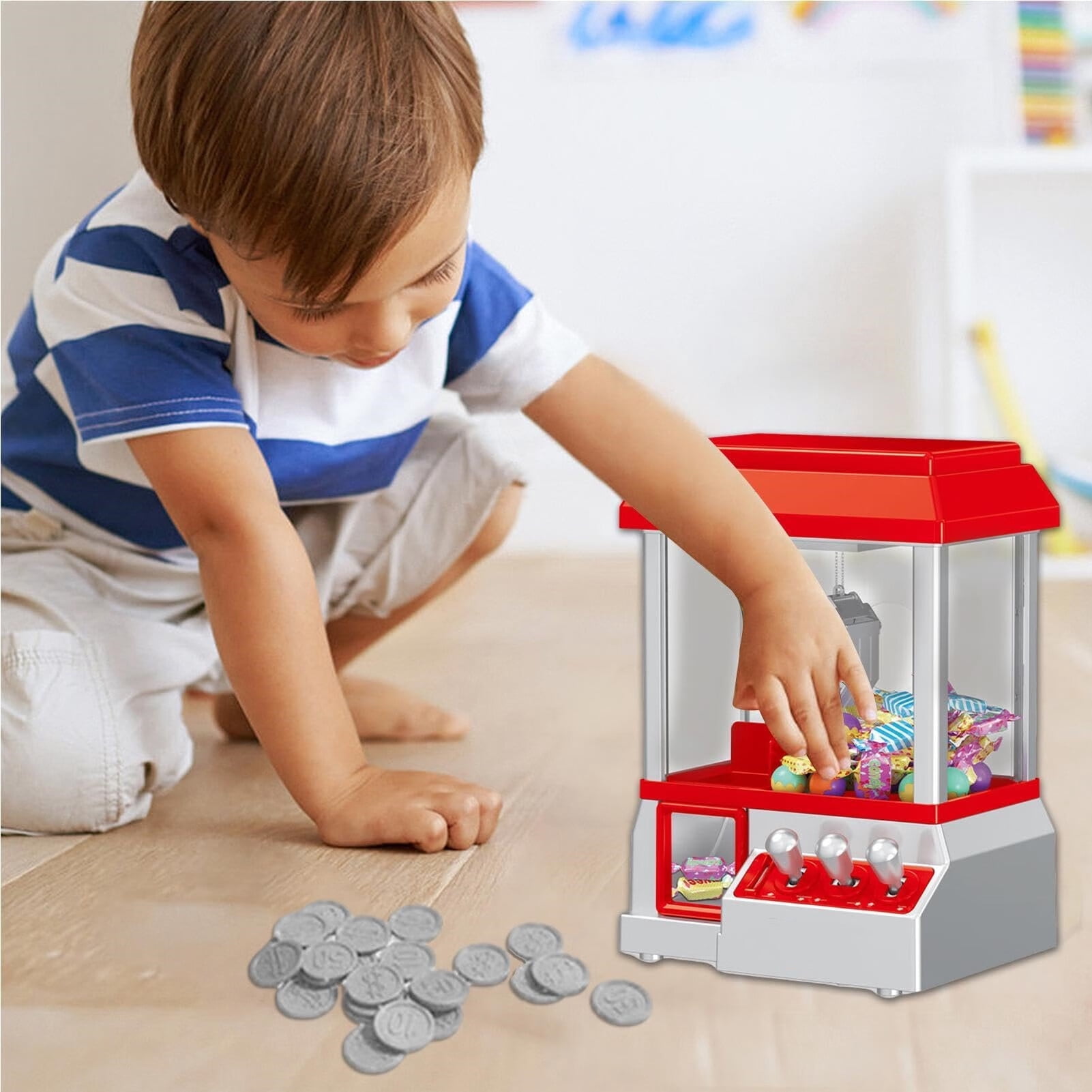 Electronic Arcade Claw Machine, Candy Prize Dispenser Game with Sound, Fun Candy Grabber Prize Dispenser Vending Toy for Boys Girls Kids