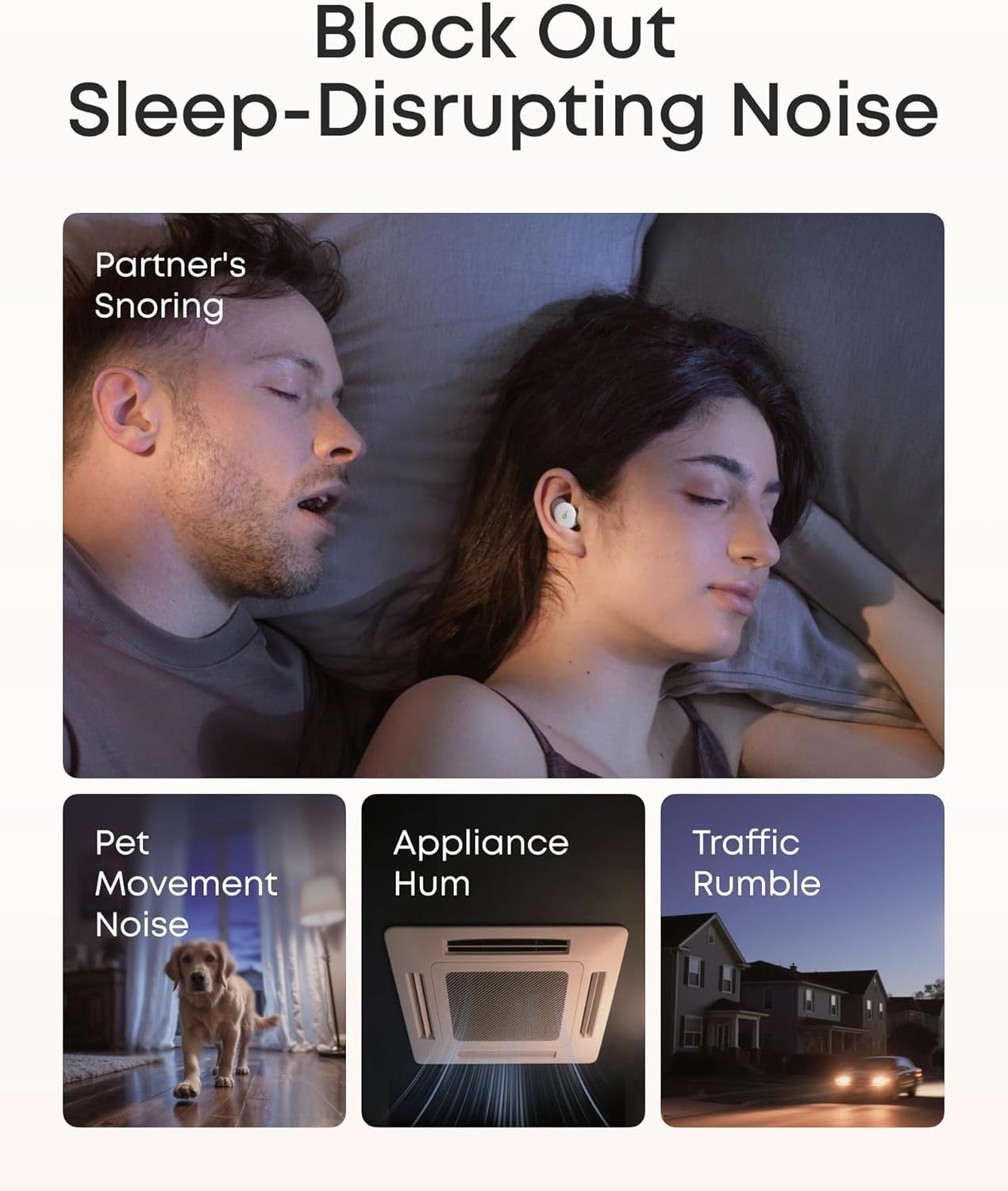 Soundcore Sleep A30 Special by Anker, Sleep Earbuds, ANC, Passive Isolation, Snore Masking, Extensive Sleep Audio, Ultra Comfort for Side Sleepers, 8-10H Playtime