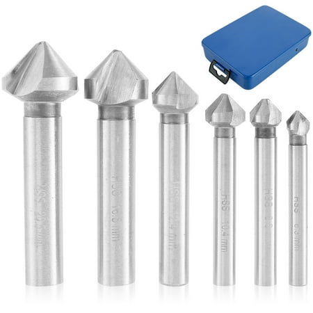 

Miuline Countersink Drill Bit Set 6PCS High Speed Steel Chamfering End Mill Cutter Round Shank Countersink Deburring Tapered Drill Bit Set