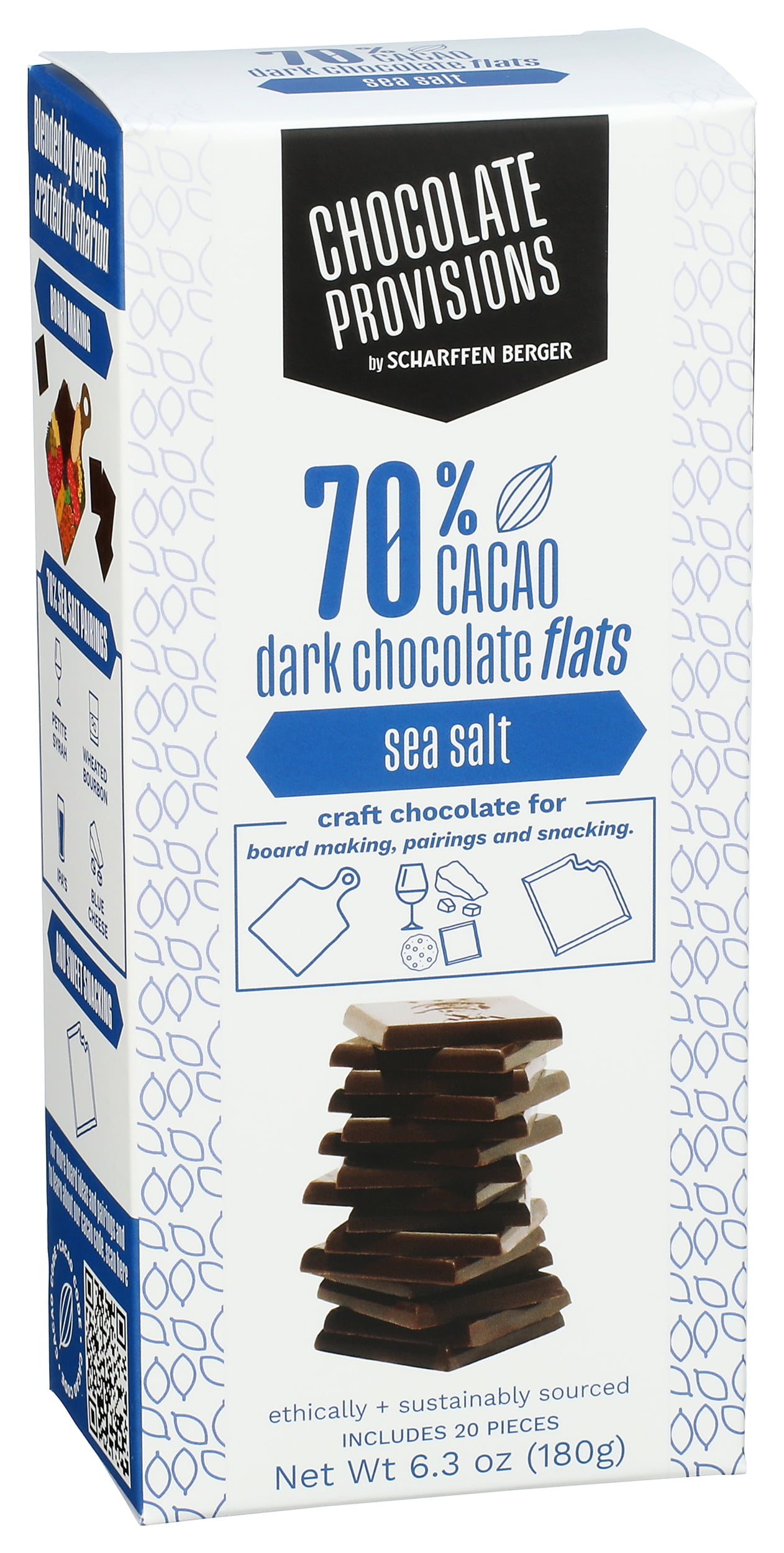 (Pack of 8), Scharffen Berger Chocolate Provisions Sea Salt Dark Chocolate Flats, 6.3 oz