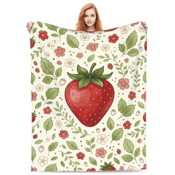 Strawberry Throw Blanket Gift,Ultra Soft Cozy Lightweight Blanket for Couch, Sofa, Bed, Bedroom Decor, Travel Camping Blanket 50"x40"