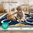 thumbnail image 4 of ODIKA Navy Nautical Symmetrical Octopus Tentacle Wave Border Animals Easy Care Kids Safe for Small Living Room, Playroom, Bedroom, 4 of 7