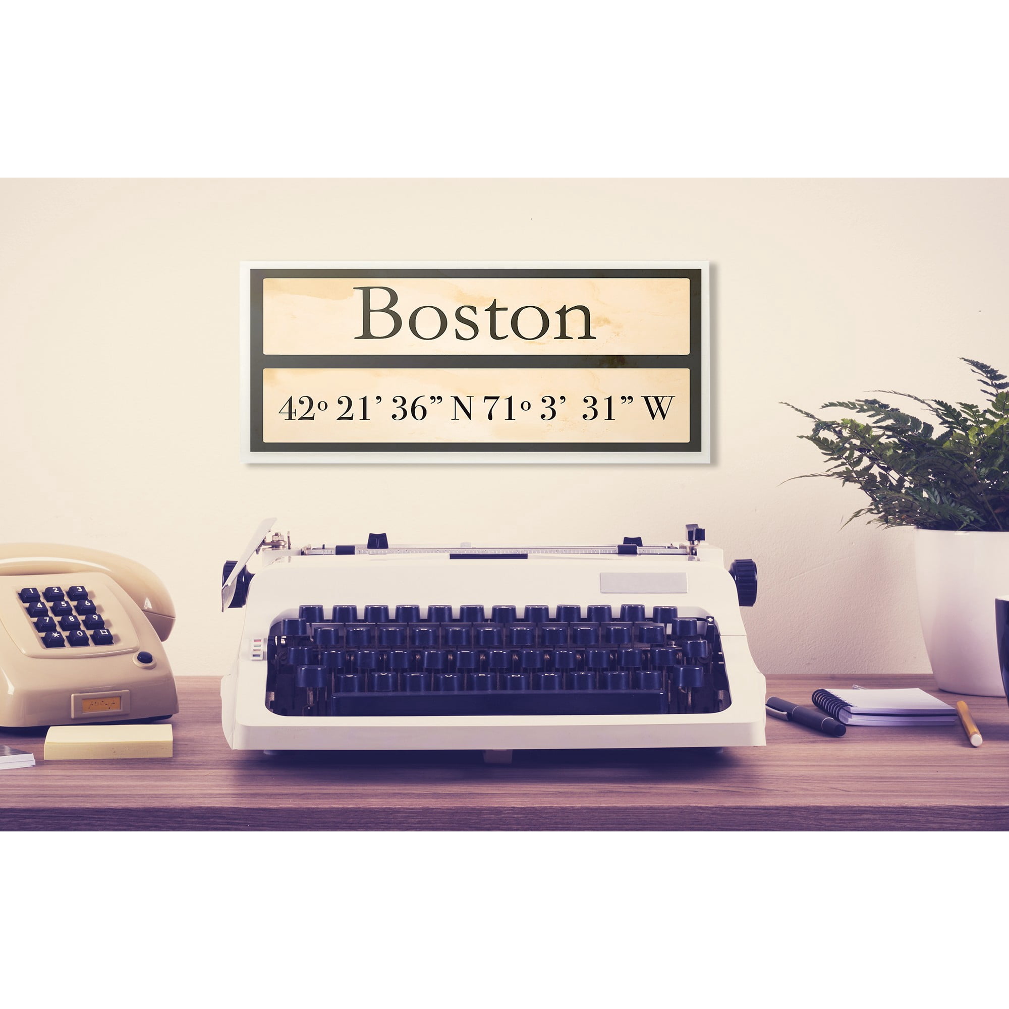 Stupell Industries Wood City Coordinates Boston Town & City Painting Unframed Art Print Wall Art, 7 x 17