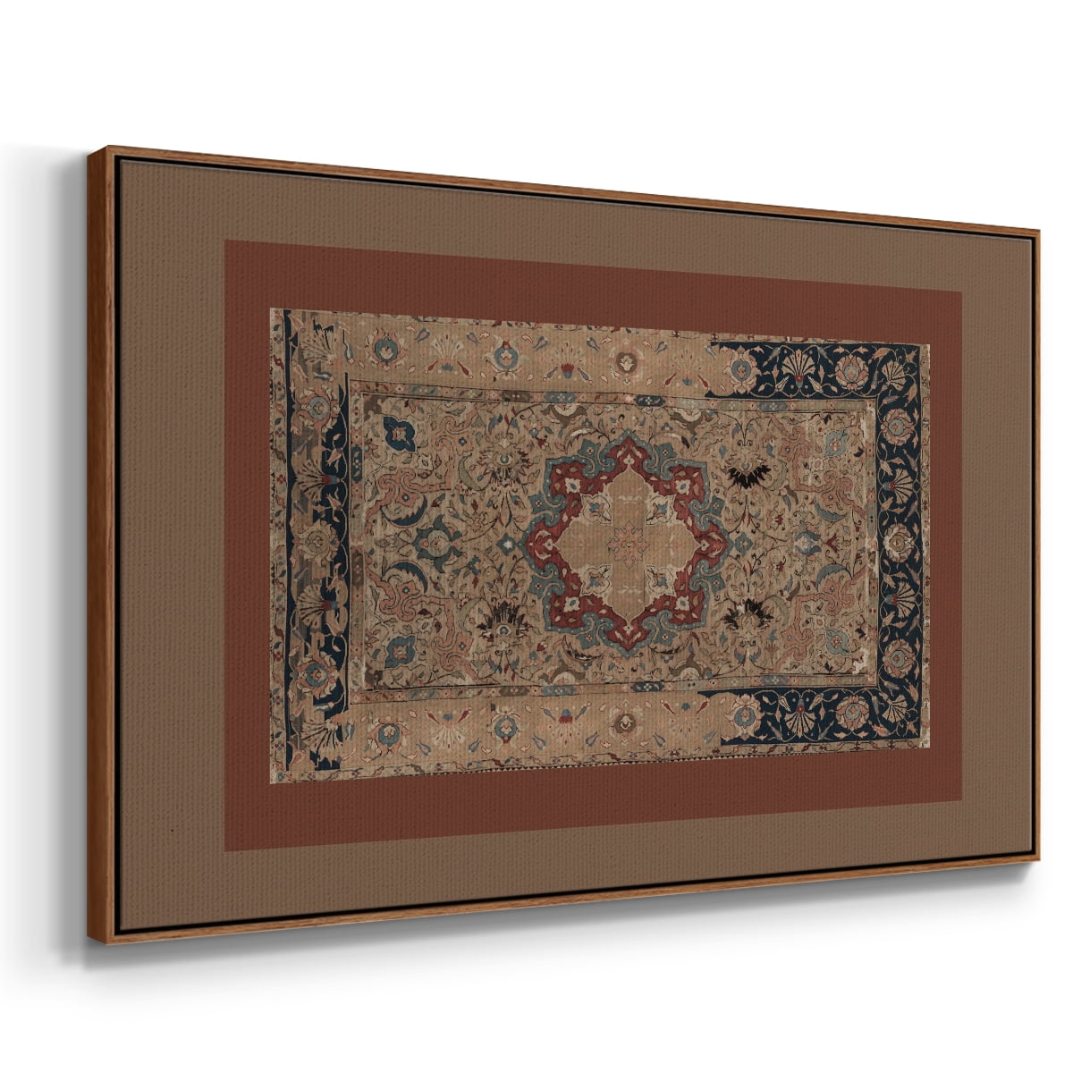 Vintage Abstract Print-XII Framed in Walnut Wood Gallery Wrapped Canvas 25 in. x 37 in.