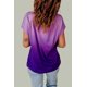 thumbnail image 1 of ABPHQTO Camiseta de manga corta con bolsillo en color morado degradado para mujer, 1 of 5