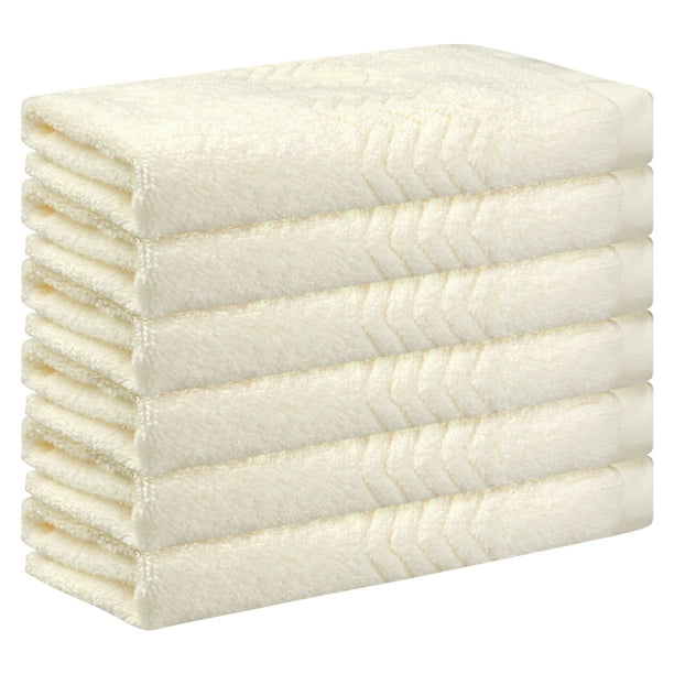 Juego de toallas de algodón REGALWOVEN, toallas de cara altamente absorbentes, paños de lavado multipropósito para baño 13" x 13" beige 6
