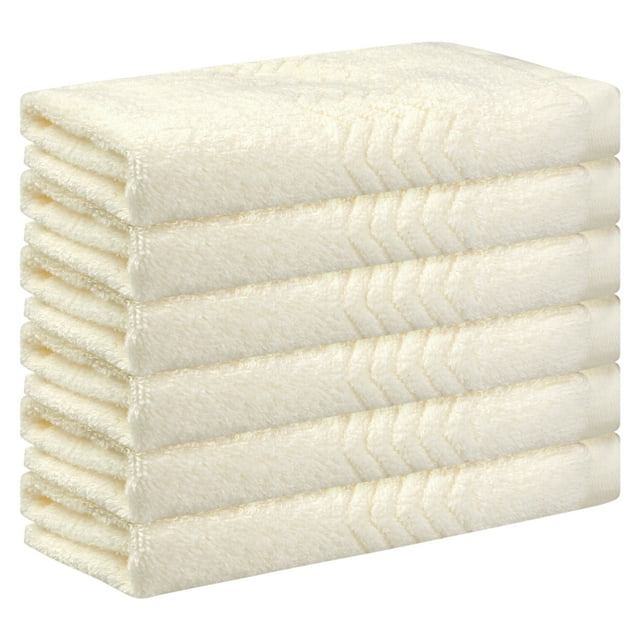 Juego de toallas de algodón REGALWOVEN, toallas de cara altamente absorbentes, paños de lavado multipropósito para baño 13" x 13" beige 6