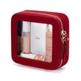 thumbnail image 1 of Estuche de maquillaje Popvibe, transparente, de viaje, para cosméticos, color rojo, 1 of 8