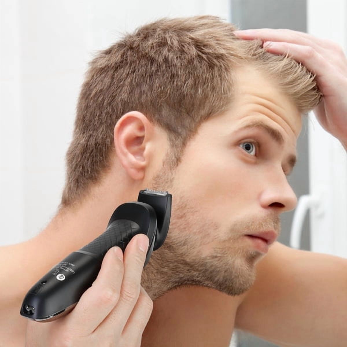 5 in 1 Men's Grooming Kit w/ 3D Rotary Shaver, Nose Trimmer, Facial Brush, Precision Trimmer & Sponge - Black, IPX6 Waterproof, USB Rechargeable, Travel Ready