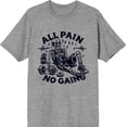 thumbnail image 3 of All Pain, No Gain Exhuasted Skeleton Adult Heather Gray Crew Neck Short Sleeve Tee-XXL, 3 of 4