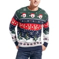 thumbnail image 4 of Men's Christmas Rudolph Reindeer Holiday Festive Knitted Sweater Cardigan Cute Ugly Pullover Jumper, 4 of 5
