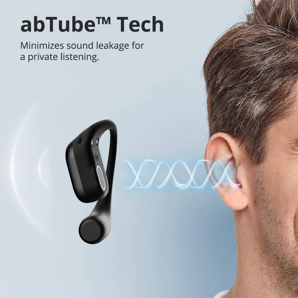 Wireless Earbuds, Open Ear Bluetooth Headphone Sport with Mic, Clip-On Earphones/Headphones-AI Noise Cancelling Mic, 40 hour Playtime, IPX5 Waterproof Headset for Workout/Running