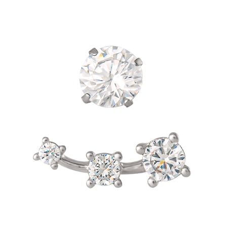 Body Jewelry Women's Stainless Steel 16G Crystal Cartilage 2 Piece Set
