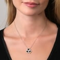 thumbnail image 3 of Gem Stone King 925 Silver and 10K Yellow Gold Round Black Onyx and White Moissanite 3-Stone Pendant Necklace for Women (0.71 Cttw, Gemstone December Birthstone, with 18 inch Chain), 3 of 4