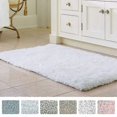 thumbnail image 4 of 31"x19" Soft Shaggy Microfiber Bath Mat with Non-Slip Rubber Backing, Super Absorbent Bathroom Rug, White, 4 of 5
