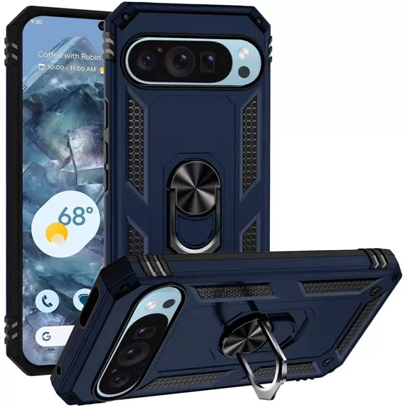 For Google Pixel 9 Pro XL 6.8" Ring Kickstand Phone Cover Case - SHRG Blue