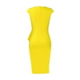 thumbnail image 2 of Femmes Mode Tempérament Sexy Couleur Unie Robe Plissée (Jaune XXL) J01, 2 of 8
