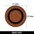 thumbnail image 2 of Scallop Round Frame 2.5" Faux Leather Round Engraved Iron-On Patch - Brown, 2 of 6