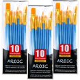 thumbnail image 2 of Juego de pinceles de pintura acrílica, 3 paquetes/30 piezas de pinceles de acuarela, pinceles de pintura, pinceles de pelo de nailon para todo uso, kits profesionales de artistas de pintura de acuarel, 2 of 4