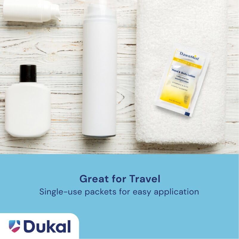 Dukal Moisturizing Hand & Body Lotion - 1000 Pack, Aloe & Vitamin E, Coconut Fragrance, 0.35 oz Single-Use, Alcohol-Free