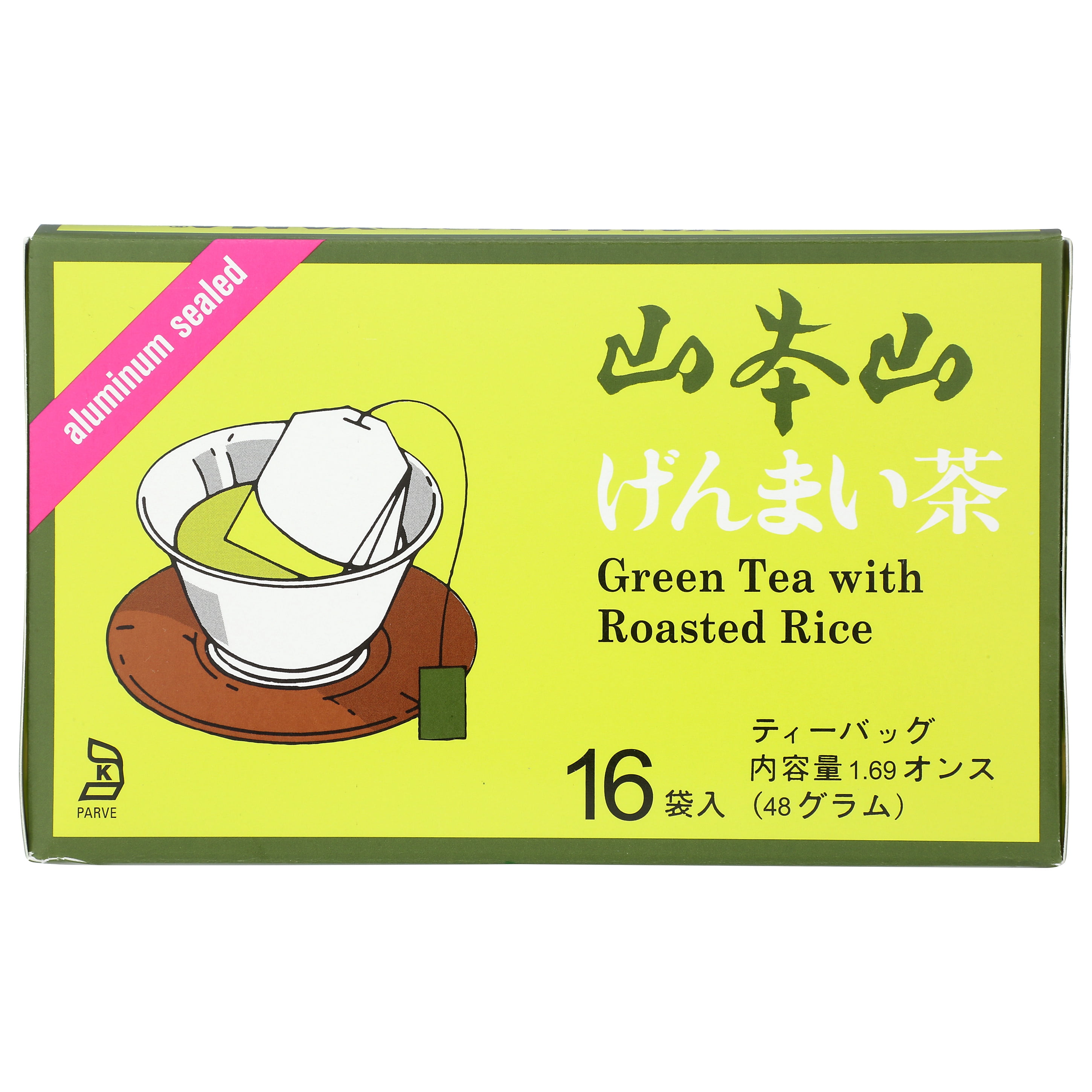 (3 pack) Yamamotoyama Genmai-Cha Green Tea with Roasted Brown Rice 16 Bags