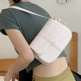 thumbnail image 4 of Bolso bandolera de piel sintética estilo retro a la moda, bolso de hombro para mujer, bolso de mano para debajo del brazo de color liso, color blanco cremoso, 4 of 5