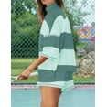 thumbnail image 5 of Women Striped Workout Set Two Piece Outfit Tracksuit Oversized Lounge Set Top and Shorts Sets with Pockets Green XXL, 5 of 7