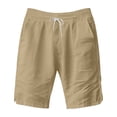 thumbnail image 4 of Viadha Mens Summer Linen Shorts Solid Casual Summer Shorts Elastic Waist Drawstring 5 Inch Side Split Hem Beach Gym Shorts with Pockets, 4 of 8