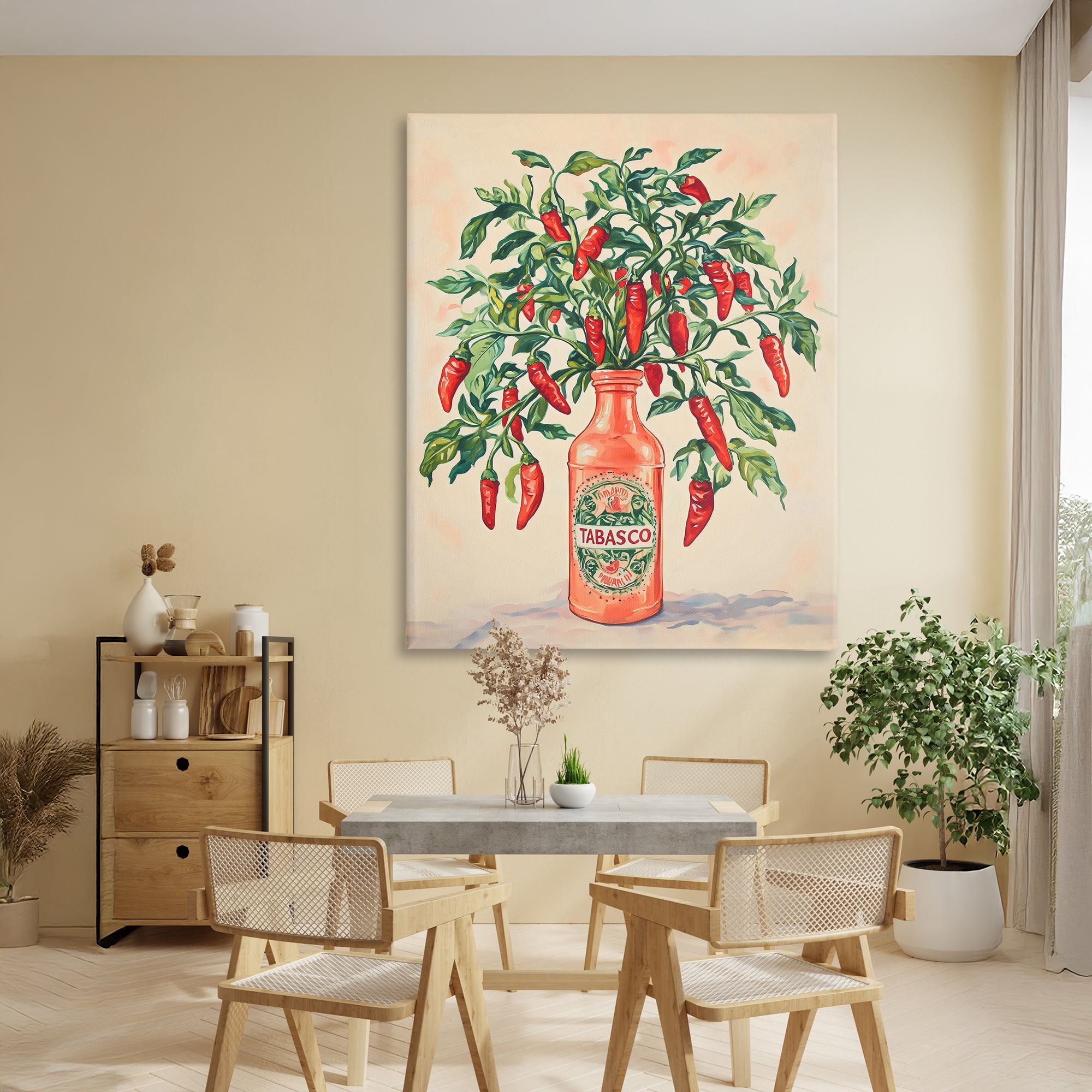 Stupell Industries Chili Peppers in Hot Sauce Vase Canvas Wall Art, design by The Prints Vibe