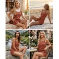 thumbnail image 5 of Ekouaer Rompers for Women Summer Casual 2026 Sleeveless Scoop Neck Ribbed Adjustable Shorts Jumpsuit with Pockets, 5 of 6