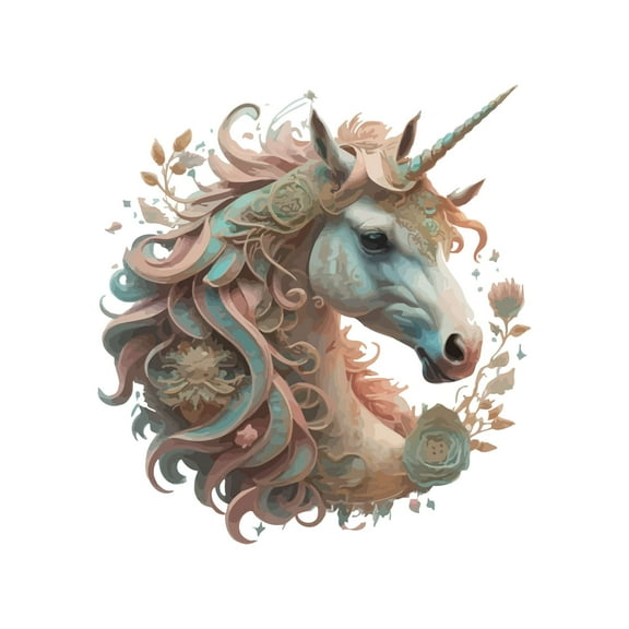Lovely Beautiful Crown Girly Unicorn Animal Wall Art Sticker Designs Vinyl Stickers For Home House Walls Rooms Windows Bedroom Decoration Size (20x20 inch)