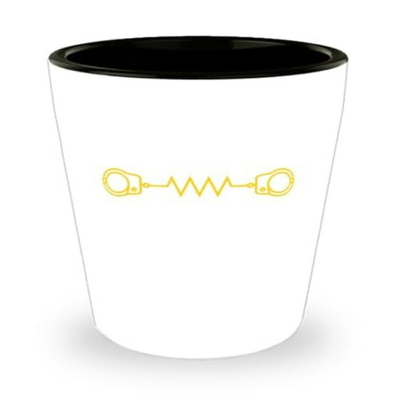 Law Enforcement Themed Shot Glass with Handcuff Design, Unique Police Gift, Durable Mini Glassware, 1.5oz Novelty Drinking Cup