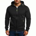 thumbnail image 2 of Jackets for Men - Comfortable Men's Lightweight Full-Zip Hoodie Long Sleeve Design for All-Day Comfort​ Black 2XL, 2 of 5