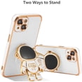 thumbnail image 3 of for iPhone 13 Case Cute 6D Astronaut Case with Stand Function Luxury Plating Case Cover Slim Fit Soft TPU Shockproof Bumper Protective Electroplated Case for Girls Boys,6.1 inch,White, 3 of 12