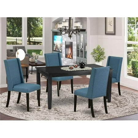 East West Furniture 5 Piece Dudley Dinette Set – Black & Mineral Blue