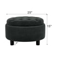 thumbnail image 6 of CQSXDA Versatile Upholstered 25 Inch Round Ottoman with Removable Top and Tray for Coffee Table Use in Living Rooms and Bedrooms, Dark Grey, 6 of 12