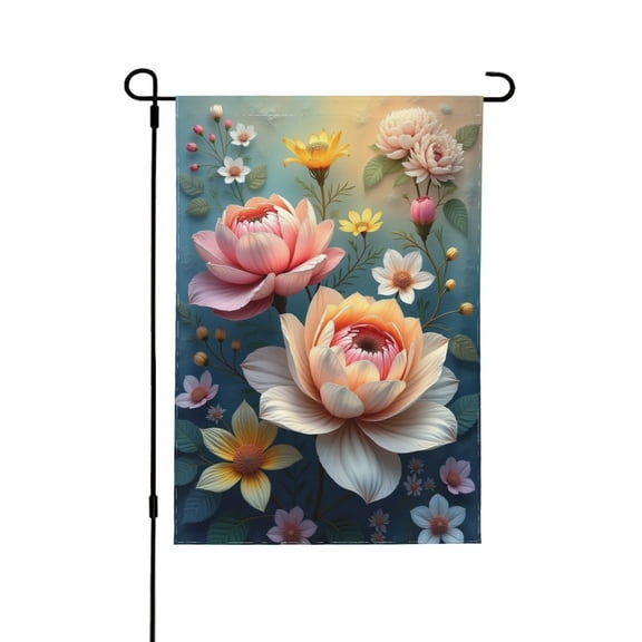 Double Sided Floral Garden Flag 12x18 Inch Beautiful Blooming Flowers Spring Summer Outdoor Yard Flag Decoration Farmhouse Patio Decor