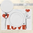 thumbnail image 3 of Ambesonne Valentines Day Place Mats Set of 4, Puppy His Hers, Standard Size, Red White, 3 of 6