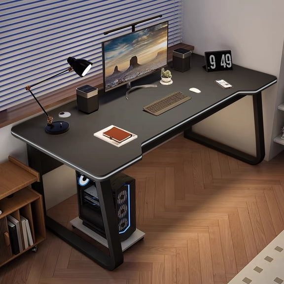 HDHNBA Modern Simple Wood Gaming Desk for Home Office Student Use, Black, 47.2Inch