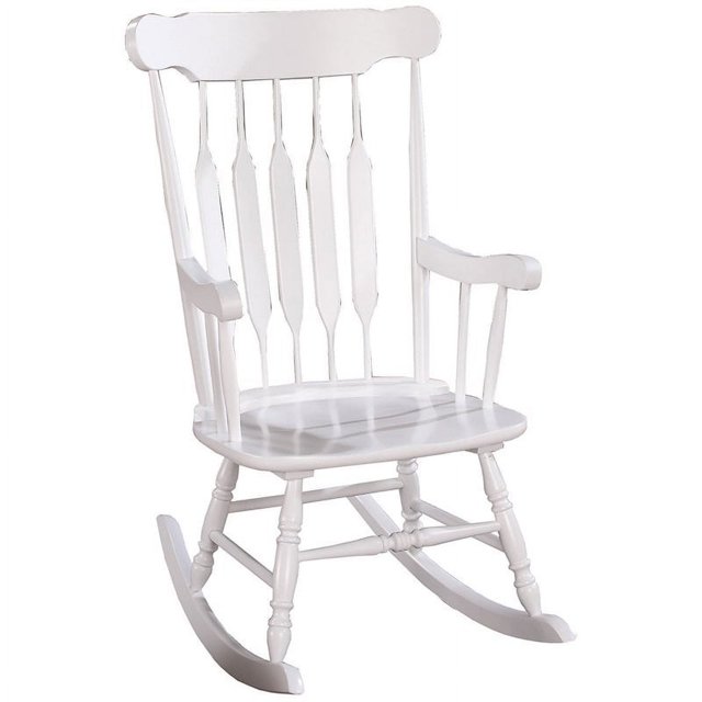 Coaster Traditional Wood Windsor Slat Back Rocker Chair in White