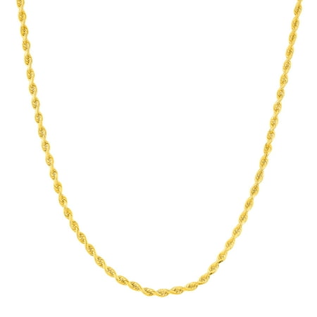 Solid Glitter Rope Chain Necklace in 10kt Gold-Bonded Sterling Silver