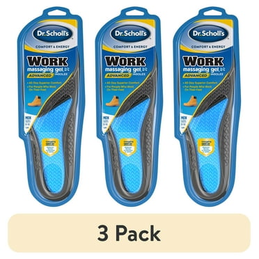 (3 pack) Dr. Scholl's Work Massaging Gel Advanced Foam Insoles, Men's Shoe Sizes 8-14, 1 Pair
