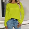 thumbnail image 2 of ManxiVoo Women Autumn Winter Round Neck Long Sleeve T-Shirt Loose Fit Comfortable Commute Top Soft Breathable Casual Wear XL Size Yellow, 2 of 5