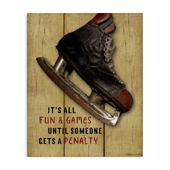 Stupell Industries Traditional Fun And Games Until Penalty Phrase Hockey Skate Canvas Art, 24 x 30, by Stephanie Workman Marrott