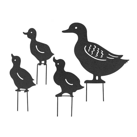 

4Pcs Hollow Duck Decors Outdoor Iron Art Decoration Lawns Animal Adornment