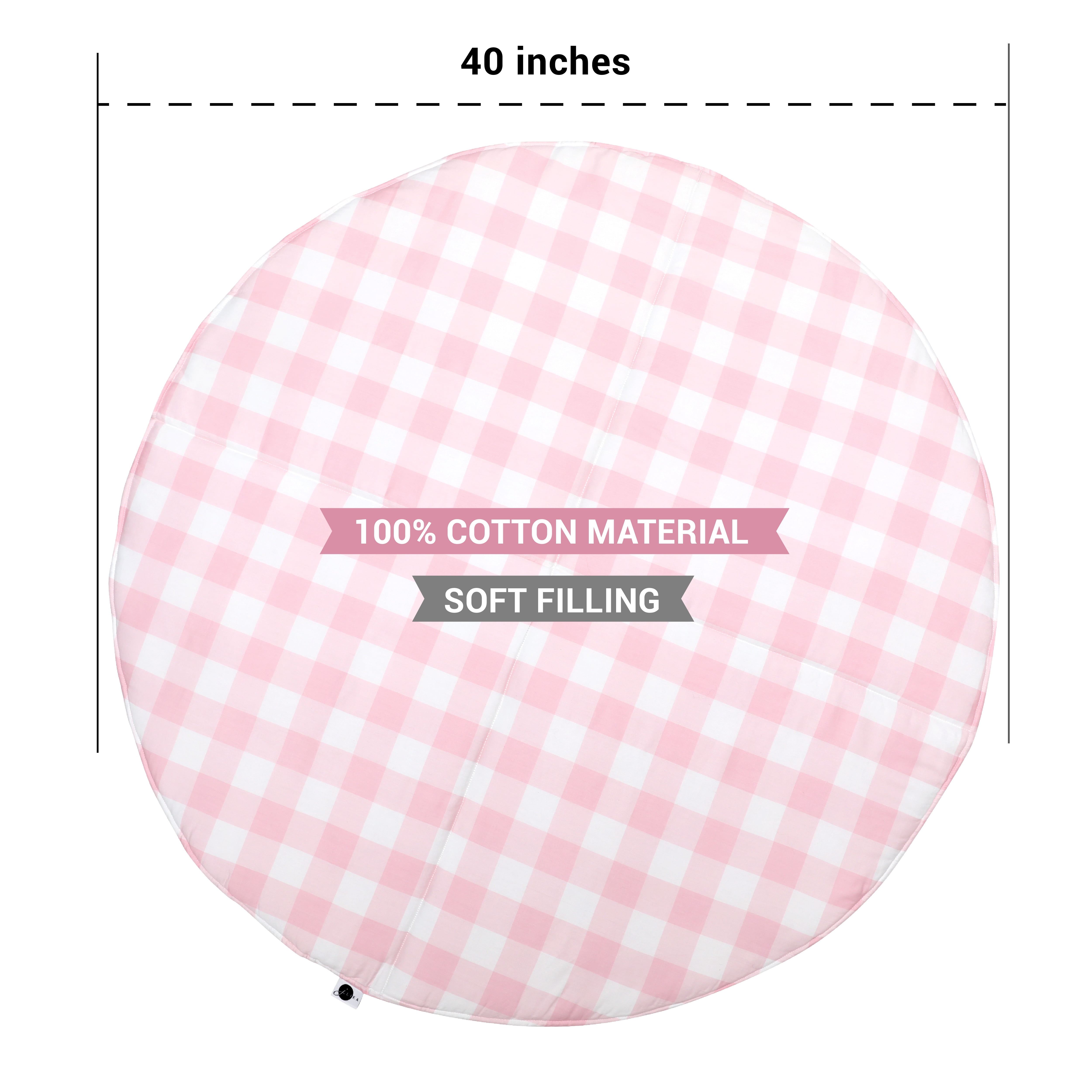 Baby Play Mat Tummy Time Activity Mats for Infants Round Playmat - Pink Plaid Floral Collection (Sweet Blush Roses/Pink Plaid)…