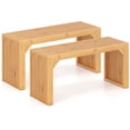thumbnail image 1 of Costway 2 PCS Bamboo Dining Bench 36" Long Entryway Bench Indoor Outdoor Solid Wood Bench, 1 of 10