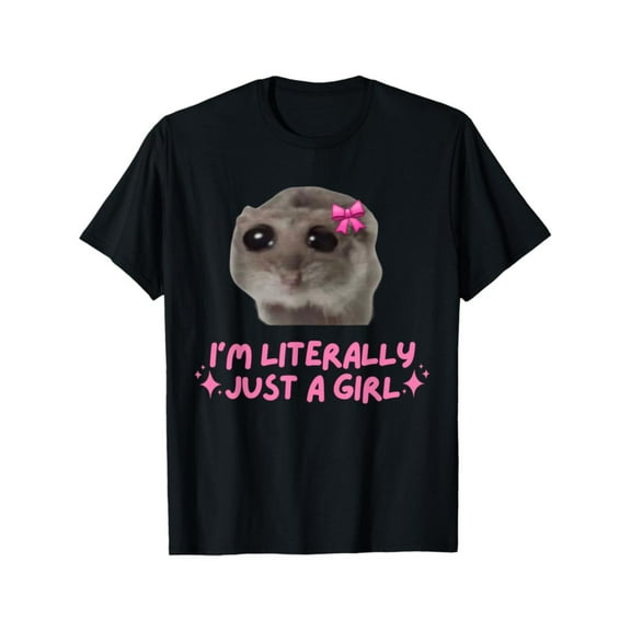 Funny Graphic Tee,Tops Has"I AM LITERALLY JUST A GIRL"Cute Cat Print,Casual Round Neck Regular Fit T-shirts, Size(S-5XL)