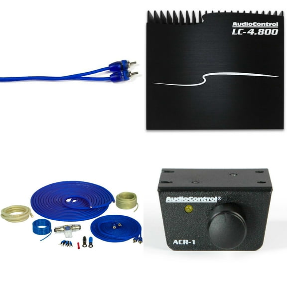 AudioControl LC-4.800 High-Power Multi-Channel Amplifier with Accubass with 4GA OFC Pure Copper Wiring Kit and ARC-1 Remote