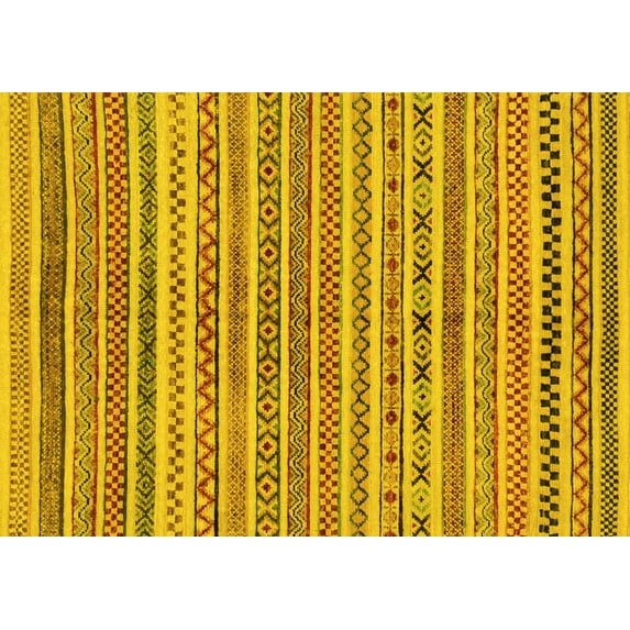 Ahgly Company Indoor Rectangle Abstract Yellow Modern Area Rugs, 8' x 12'